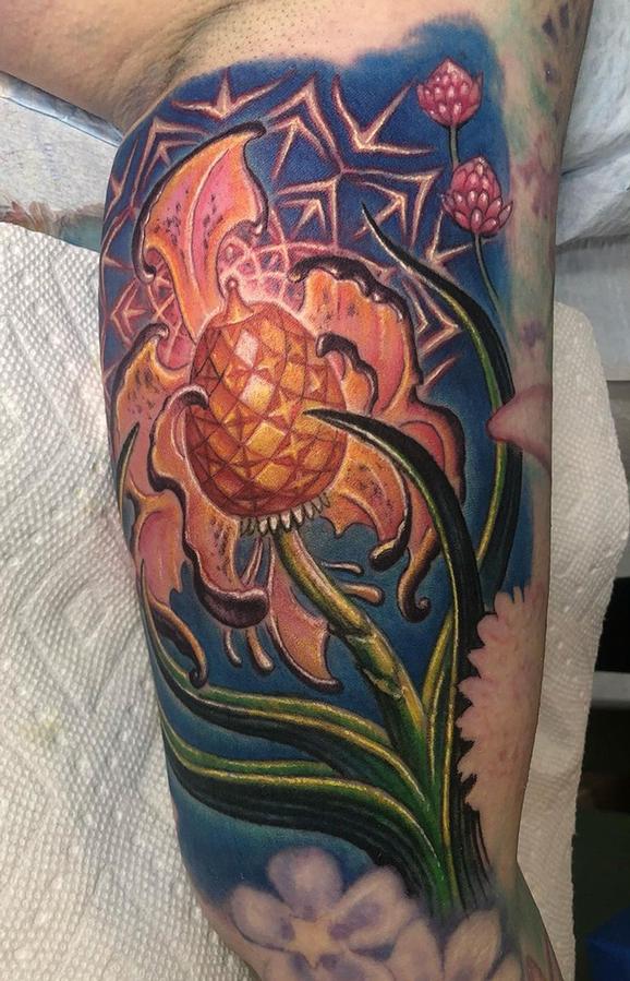 Guy Aitchison - Orchid Crystal Mandala tattoo