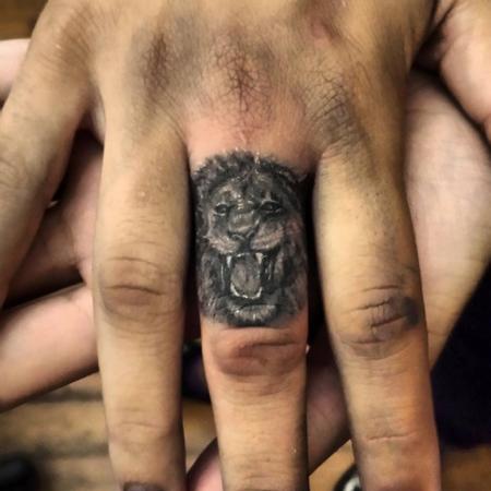 Tattoos - lion finger tattoo - 79816