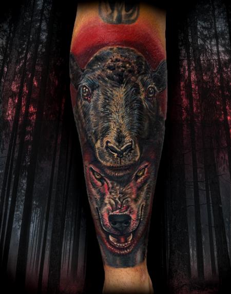 Haley Adams - wolf in sheeps clothing tattoo