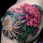 Tattoos - flowers on shoulder and upper arm view 2 - 117104