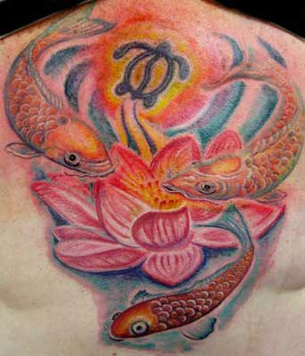 Tattoos - Kio Fish around Lotus - 28514