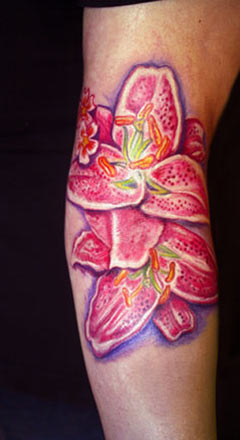 Tattoos - Flowers,  Lilly & Cherry Blossom - 28515