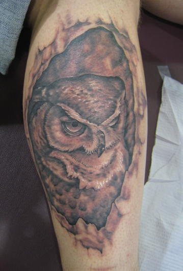Owl in Hollow Tree by Shawn Hebrank: TattooNOW