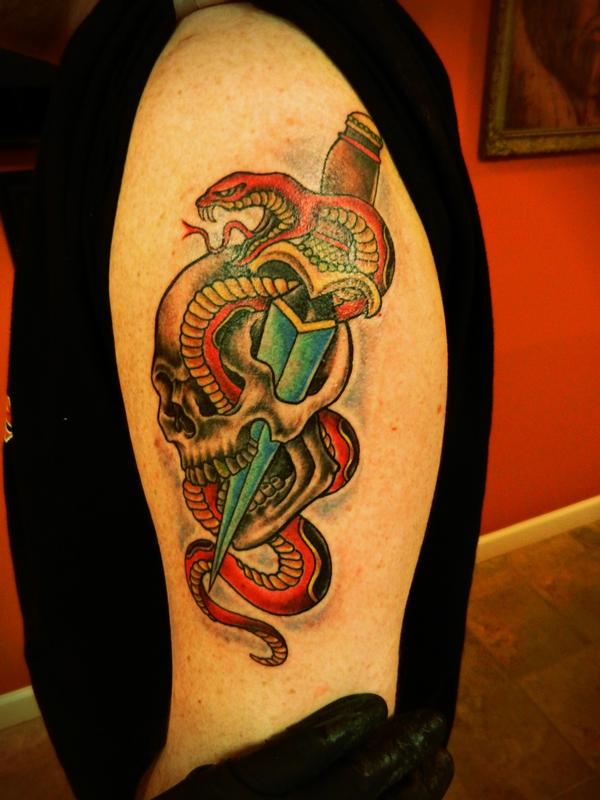 Snake skull dagger by Tim MacNamara: TattooNOW