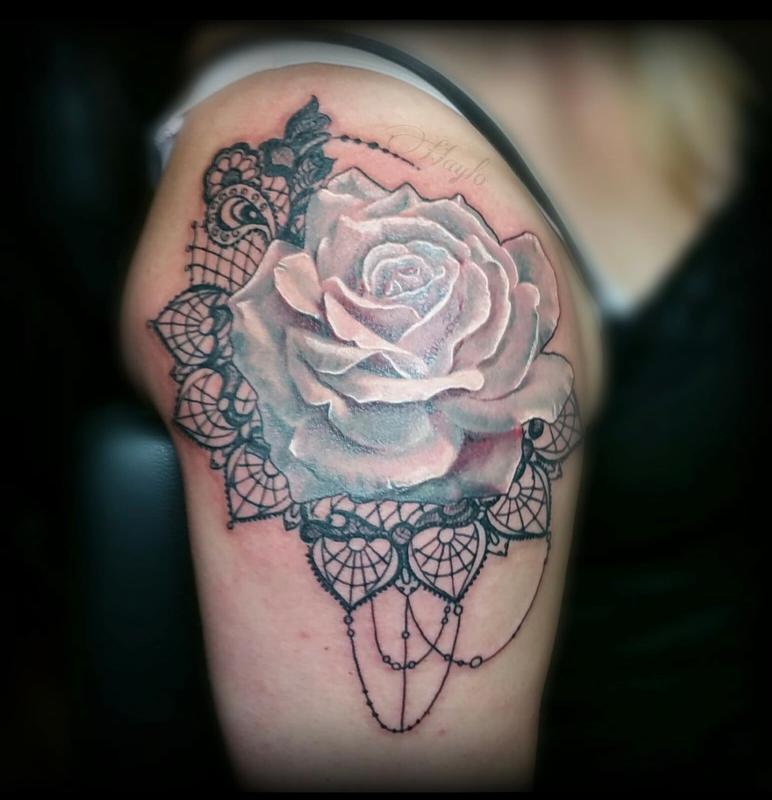 gem lace rose tattoo design by tattoosuzette on DeviantArt