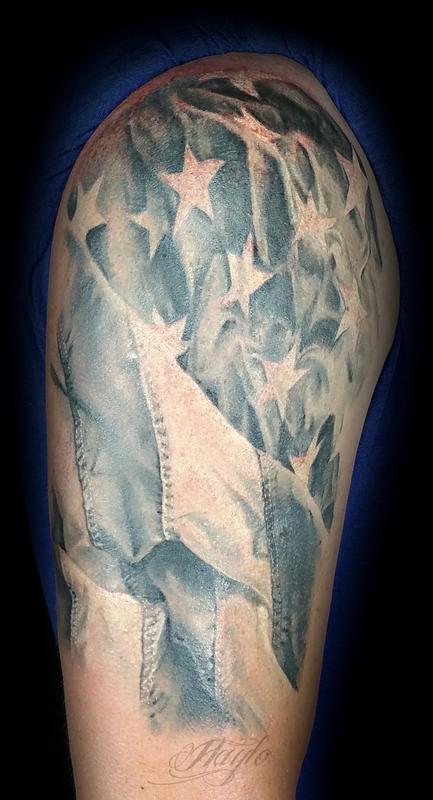 40 Famous Black And Grey Flag Tattoos