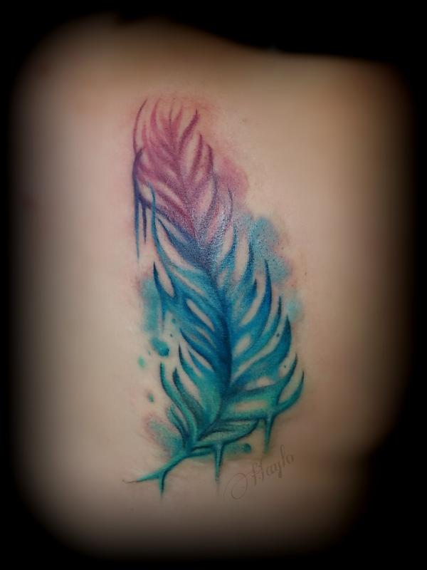 Watercolor Feather tattoo by Haylo by Haylo TattooNOW