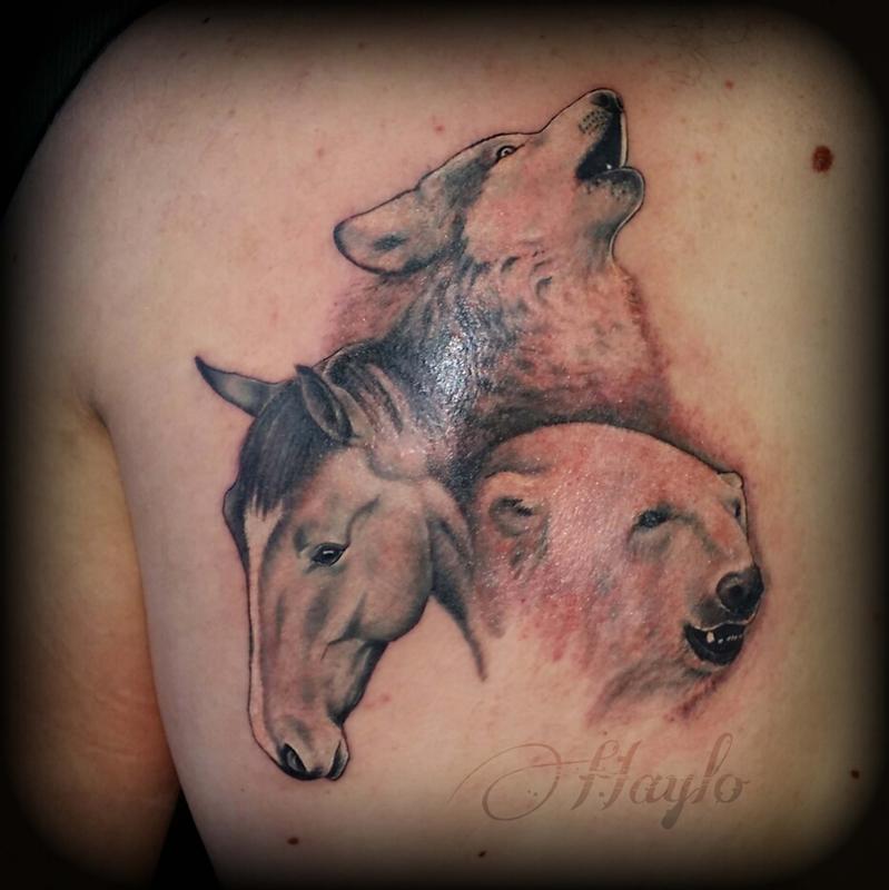 Realistic Horse, Polar Bear, and Wolf collaboration representing different  siblings in the family by Haylo: TattooNOW