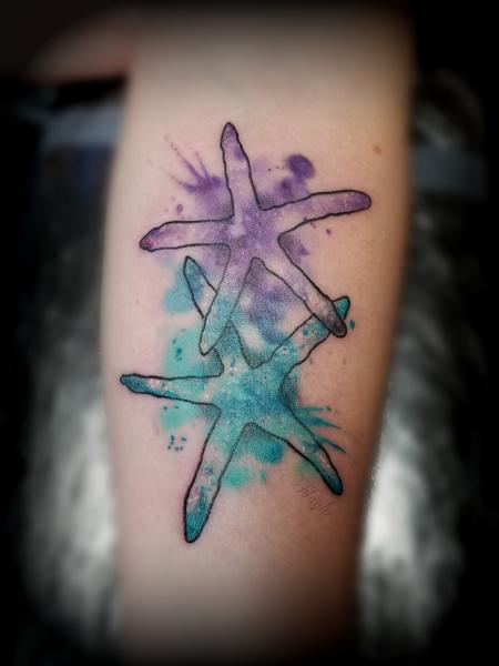 Haylo - Starfish watercolor style tattoo by Haylo 
