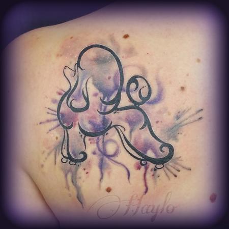 Haylo - Poodle watercolor style tattoo