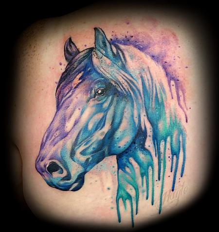 Tattoos - Custom Watercolor style Horse - 125209