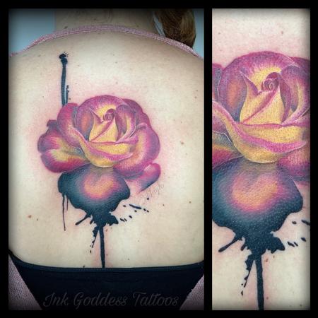 Tattoos - Custom realistic Rose with paint drips - 138846