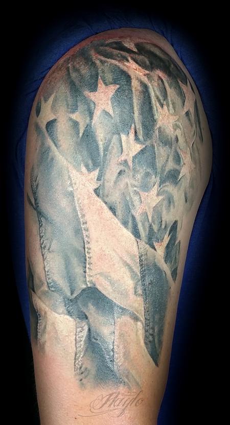 Black and Gray  Flag tattoo American flag tattoo Tattoos