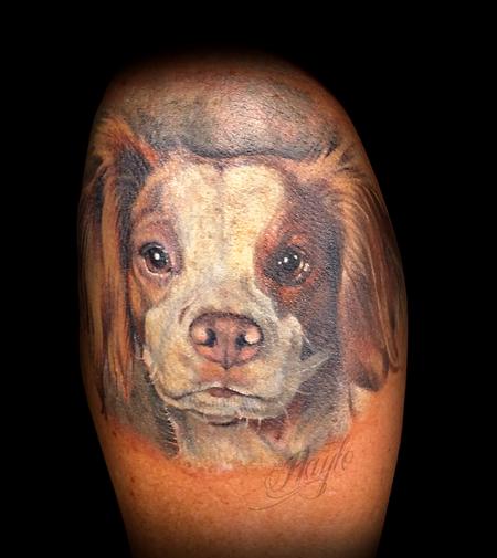 Tattoos - Brittany Spaniel Dog Portrait  - 125210