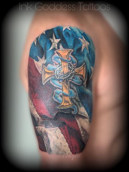 Tattoos - American Flag and Cross tattoo by Haylo - 141169