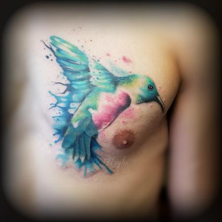Tattoos - Watercolor hummingbird cover up tattoo - 141100