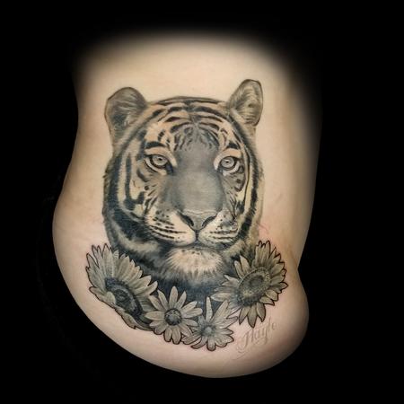 Tattoos - Tiger and sunflower tattoo by Haylo  - 141124