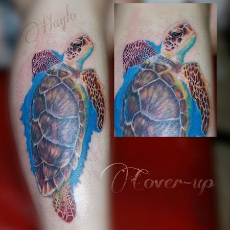 Tattoos - Realistic Turtle cover up - 100232
