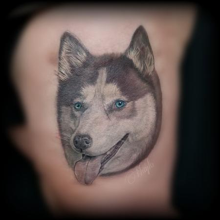 Tattoos - Siberian Husky dog portrait  - 139969