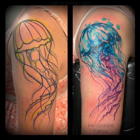 Haylo - Watercolor Jellyfish tattoo by Haylo