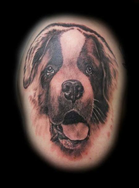 Tattoos - St Bernard dog portrait tattoo - 141085