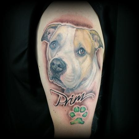 Tattoos - Pit bull portrait tattoo - 141092