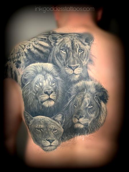 Tattoos - “The Lions Den” Lion Pride back piece by Haylo  - 141220