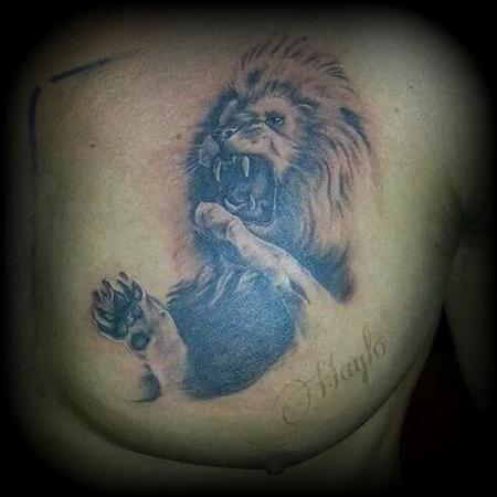 Tattoos - Custom Realistic Lion Chest Piece  - 99418