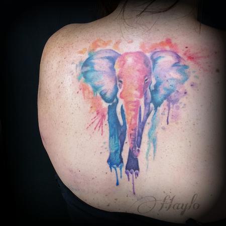Tattoos - Watercolor style custom Elephant tattoo - 109129