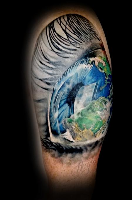 Tattoos - Custom Earth in Eyeball half sleeve - 131822