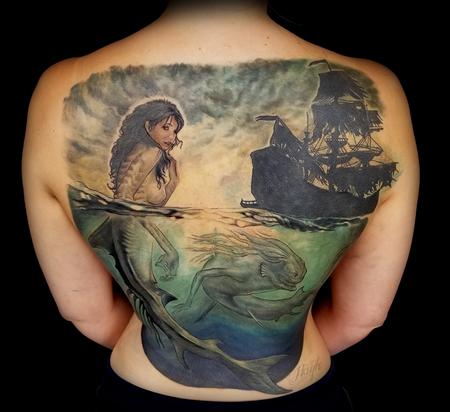 Tattoos - Siren and ghost ship cover up piece - 131840