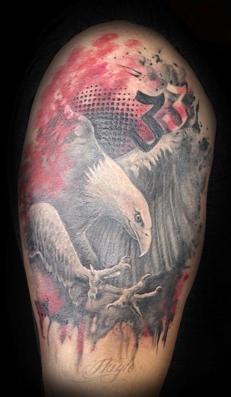 Tattoos - Trash Polka style Eagle cover up tattoo - 111926