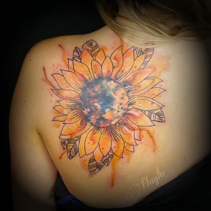 watercolor sunflower tattoo 18  KickAss Things