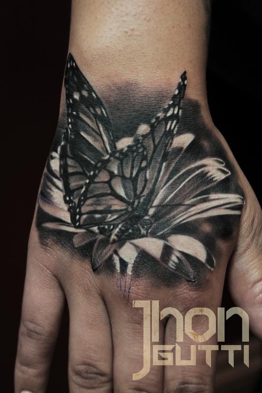 BUTTERFLY ON FLOWER by Jhon Gutti: TattooNOW BUTTERFLY ON FLOWER by Jhon Gutti: TattooNOW