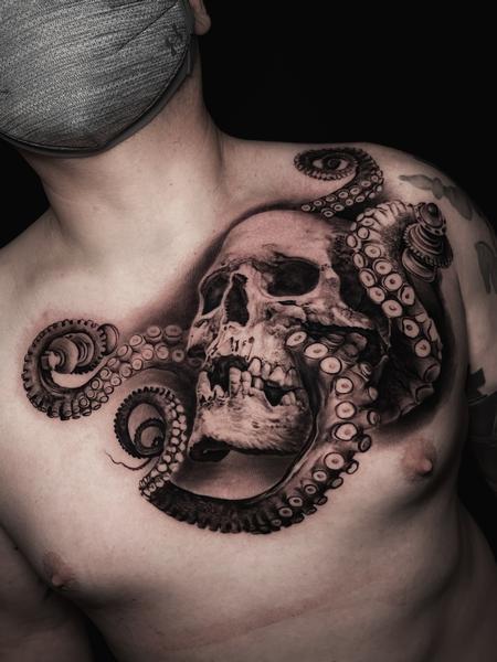 Tattoos - SKULL AND TENTACLES  - 142945