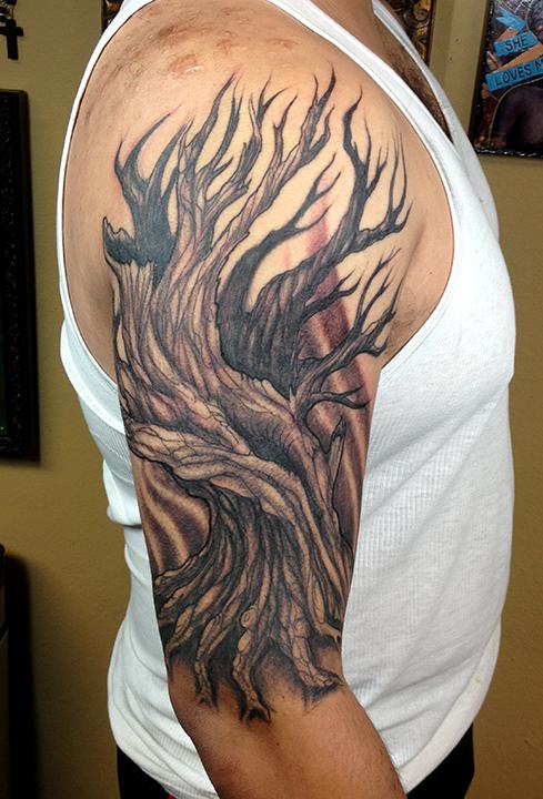 75 Tree Sleeve Tattoo Designs For Men - Ink Ideas With Branches | Black ink  tattoos, Tree sleeve tattoo, Tree sleeve