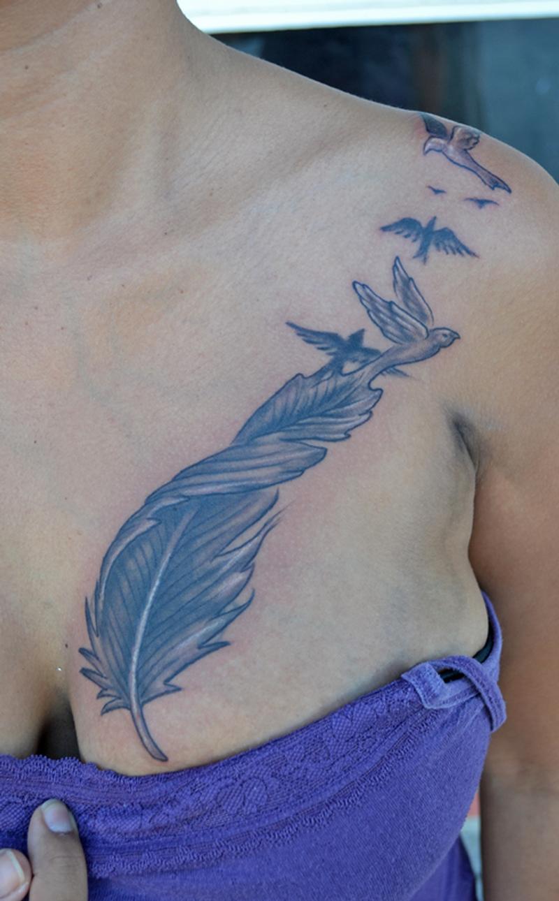 Space Feather Tattoo CoverUp  Best Tattoo Ideas Gallery