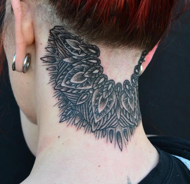 Black Neck Mandala Tattoo by Jeff Johnson: TattooNOW