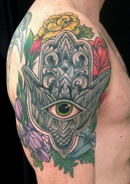 Tattoos - Michaels Bird Hamsa Tattoo - 89567