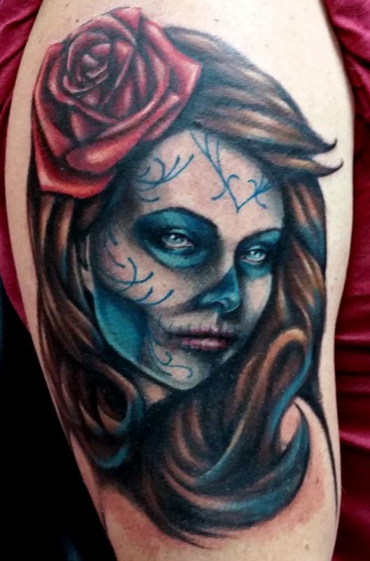 Day of the Dead woman tattoo by Jesse Neumann TattooNOW