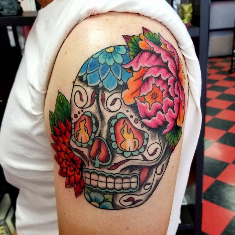 Sugar Skull Tattoo By Jesse Neumann Tattoonow