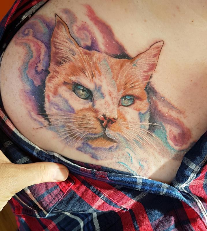 Watercolor Pet Portrait Tattoo by Chloe DeBoo TattooNOW