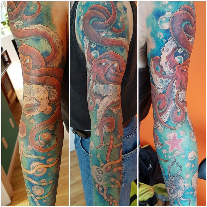 Octopus Sleeve Color Tattoo by Steve Malley: TattooNOW