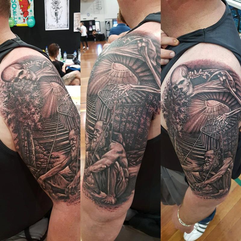 Heavenly Staircase HalfSleeve Tattoo by Body Piercing