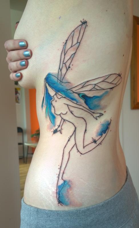 Watercolor Feminine Fairy Tattoo by Chloe DeBoo: TattooNOW Watercolor Feminine Fairy Tattoo by Chloe DeBoo: TattooNOW