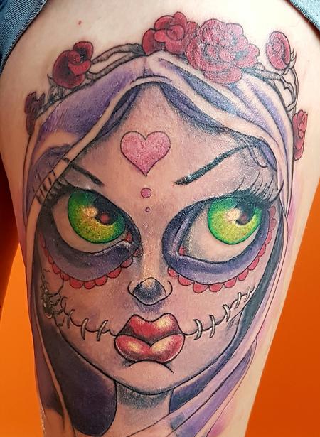 Tattoos - Day of the Dead Pinup Tattoo - 125365