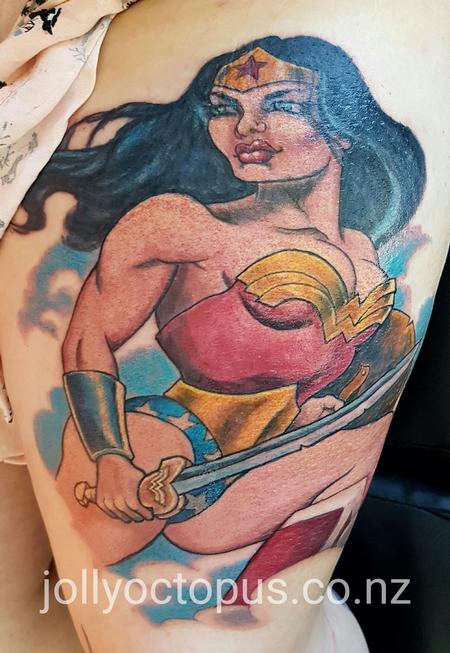 Tattoos - Wonder Woman Color Pinup Tattoo - 126141