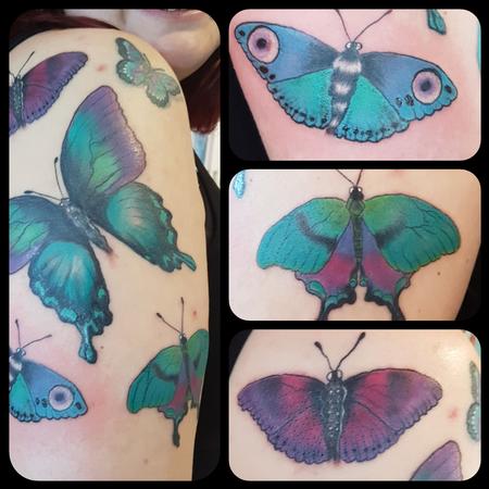 Tattoos - Feminine Butterfly Color Tattoo - 129163