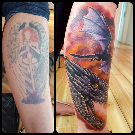 Steve Malley - Fantasy Dragon Cover-up Tattoo