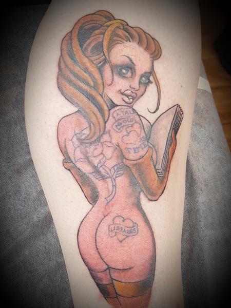 Tattoos - Belle Beauty and the Beast Color Pinup Tattoo - 133842